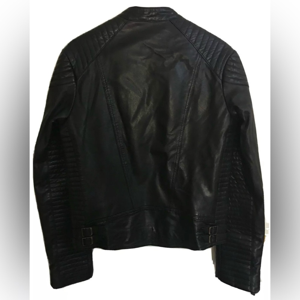 Men’s Small Scotch and Soda Black Leather Jacket - Picture 2 of 8